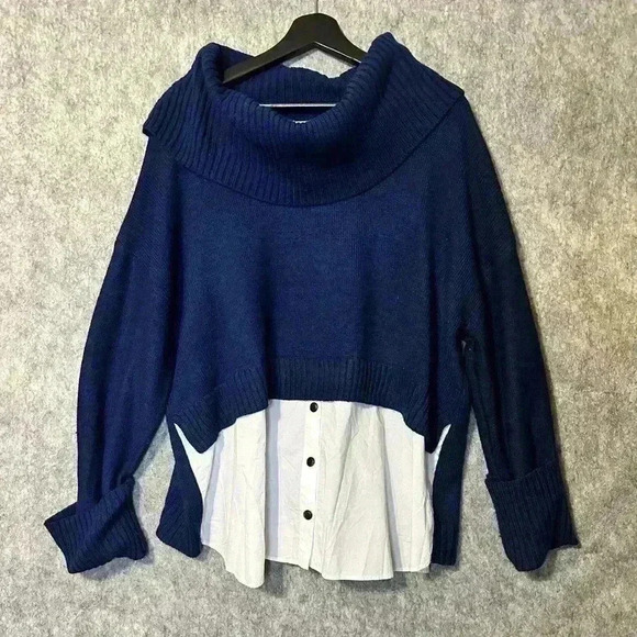 Gibson Lattimer Two Tone Cowl Neck Sweater - Size 2X - Picture 1 of 6